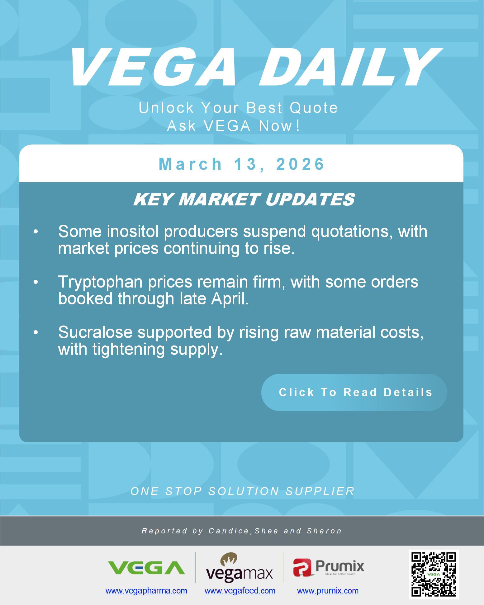 VEGA Daily Dated on March 13th 2026 Vitamin Amino Acid APl Food Additives.jpg